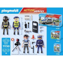 PLAYMOBIL 71730 Set métiers de la police 4 policiers, Action Heroes,