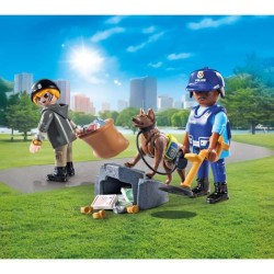 PLAYMOBIL 71731 Policier chien de recherche et voleur, Action Heroes,