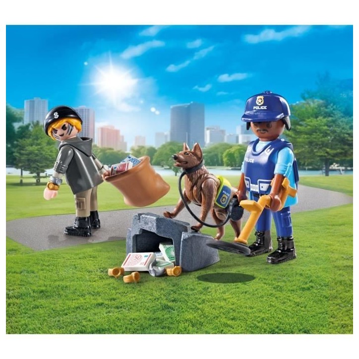 PLAYMOBIL 71731 Policier chien de recherche et voleur, Action Heroes, Les policiers, 27 pieces, Des 4 ans PLAYMOBIL 71731 Policier chien de recherche et voleur, Action Heroes, Les policiers, 27 pieces, Des 4 ans