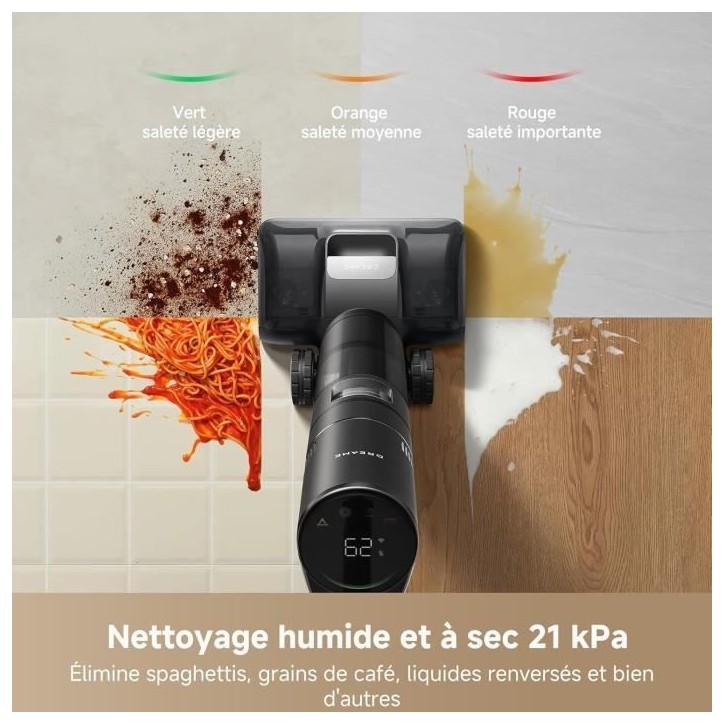 DREAME H15 Pro Aspirateur Laveur, Bras robotis AI DescendReach, Triple arte, 21 kPa, antinuds, Lavage Brosse immersif 100C DREAME H15 Pro Aspirateur Laveur, Bras robotis AI DescendReach, Triple arte, 21 kPa, antinuds, Lavage Brosse immersif 100C