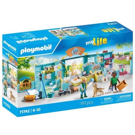 PLAYMOBIL 71742 Hôtel des animaux, soigneurs, chiens et chats, My Lif