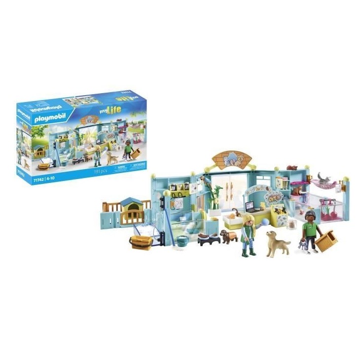 PLAYMOBIL 71742 Hôtel des animaux, soigneurs, chiens et chats, My Life, 191 pieces, Des 4 ans PLAYMOBIL 71742 Hôtel des animaux, soigneurs, chiens et chats, My Life, 191 pieces, Des 4 ans