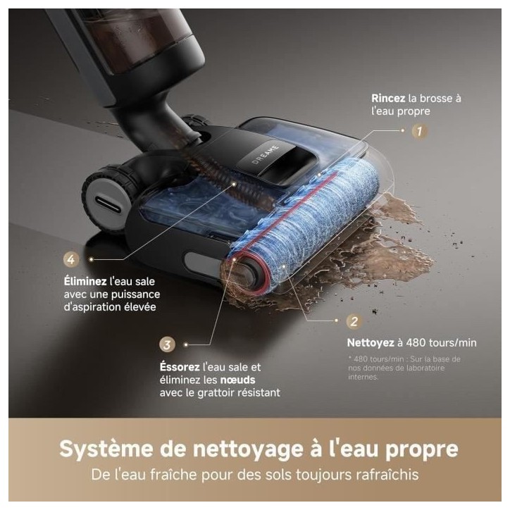 DREAME H15 Pro Aspirateur Laveur, Bras robotis AI DescendReach, Triple arte, 21 kPa, antinuds, Lavage Brosse immersif 100C DREAME H15 Pro Aspirateur Laveur, Bras robotis AI DescendReach, Triple arte, 21 kPa, antinuds, Lavage Brosse immersif 100C