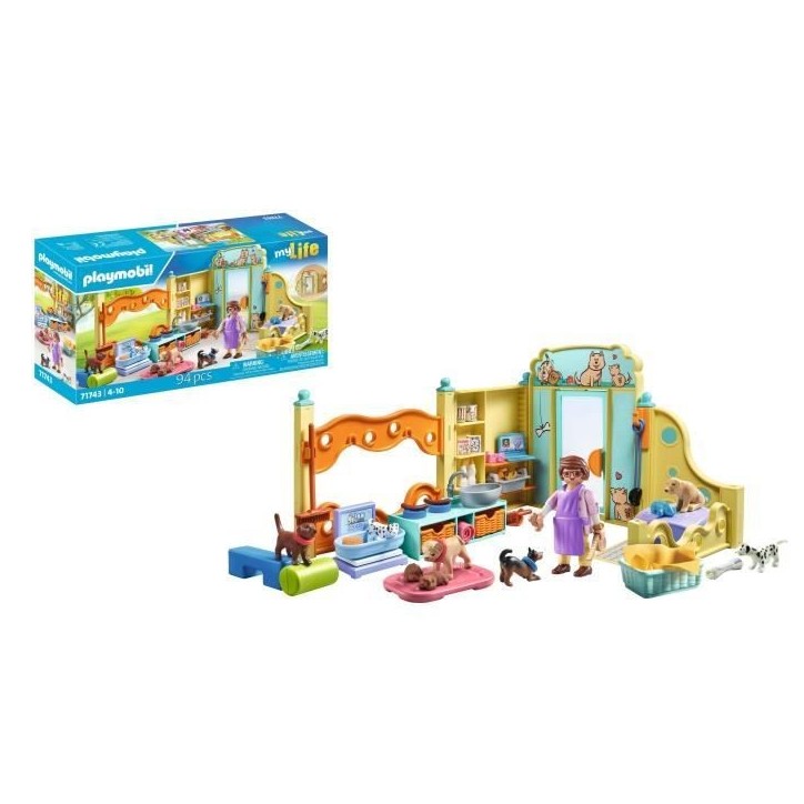 PLAYMOBIL 71743 Centre de soin canin avec 8 chiens et soigneur, My Life, 94 pieces, Des 4 ans PLAYMOBIL 71743 Centre de soin canin avec 8 chiens et soigneur, My Life, 94 pieces, Des 4 ans