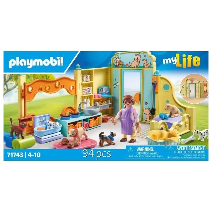 PLAYMOBIL 71743 Centre de soin canin avec 8 chiens et soigneur, My Life, 94 pieces, Des 4 ans PLAYMOBIL 71743 Centre de soin canin avec 8 chiens et soigneur, My Life, 94 pieces, Des 4 ans