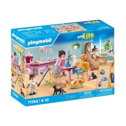 PLAYMOBIL 71744 Bar a chats avec 6 chats et 3 personnages, My Life, 72