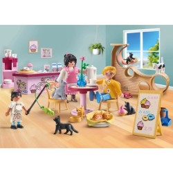 PLAYMOBIL 71744 Bar a chats avec 6 chats et 3 personnages, My Life, 72