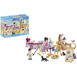 PLAYMOBIL 71744 Bar a chats avec 6 chats et 3 personnages, My Life, 72