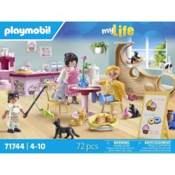 PLAYMOBIL 71744 Bar a chats avec 6 chats et 3 personnages, My Life, 72