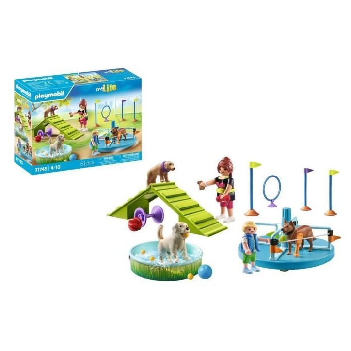 PLAYMOBIL 71745 Aire de jeux pour chiens, enfant et éducatrice, My Life, 61 pieces, Des 4 ans PLAYMOBIL 71745 Aire de jeux pour chiens, enfant et éducatrice, My Life, 61 pieces, Des 4 ans