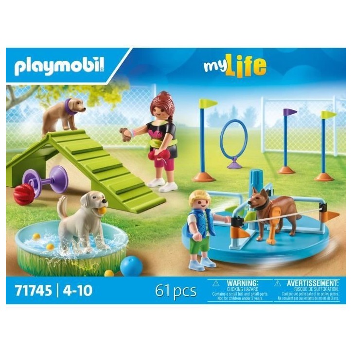 PLAYMOBIL 71745 Aire de jeux pour chiens, enfant et éducatrice, My Life, 61 pieces, Des 4 ans PLAYMOBIL 71745 Aire de jeux pour chiens, enfant et éducatrice, My Life, 61 pieces, Des 4 ans