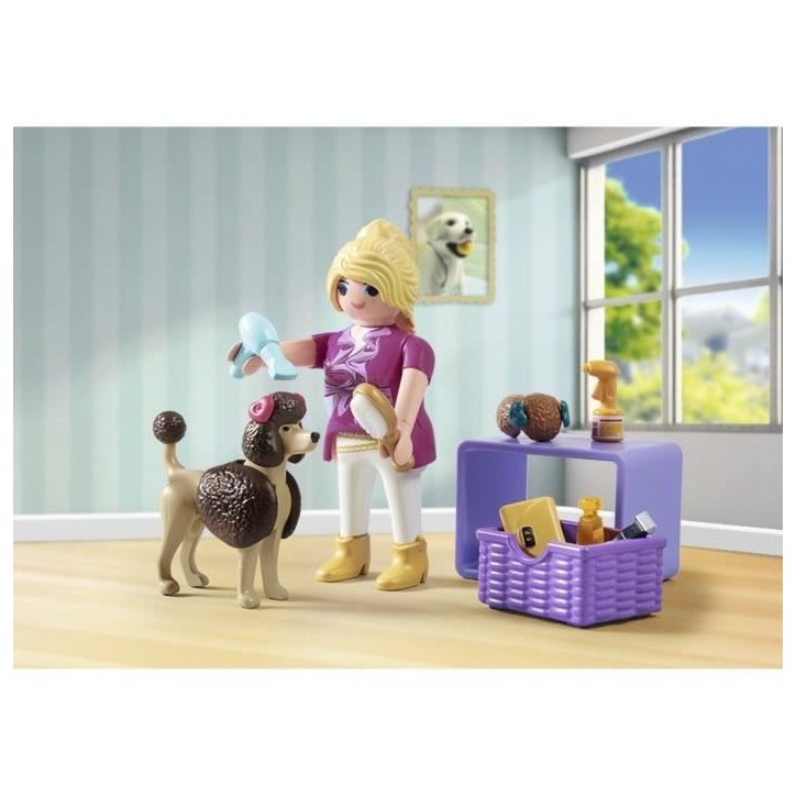 PLAYMOBIL 71747 Toiletteuse avec caniche et accessoires, My Life, 23 pieces, Des 4 ans