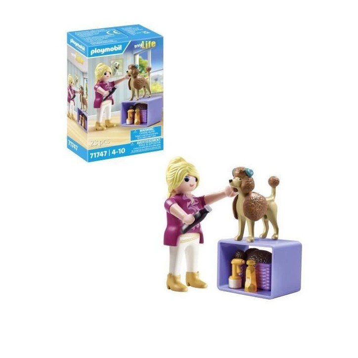PLAYMOBIL 71747 Toiletteuse avec caniche et accessoires, My Life, 23 pieces, Des 4 ans