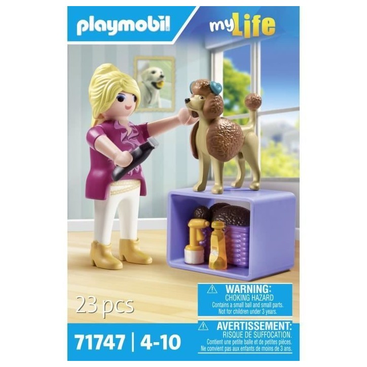 PLAYMOBIL 71747 Toiletteuse avec caniche et accessoires, My Life, 23 pieces, Des 4 ans