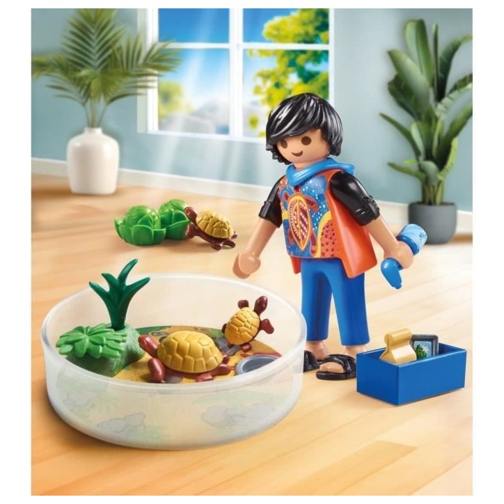 PLAYMOBIL 71748 Garçon avec famille de tortues dans un terrarium, My Life, 20 pieces, Des 4 ans