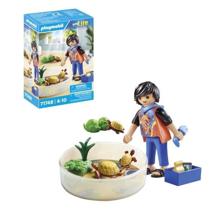 PLAYMOBIL 71748 Garçon avec famille de tortues dans un terrarium, My Life, 20 pieces, Des 4 ans