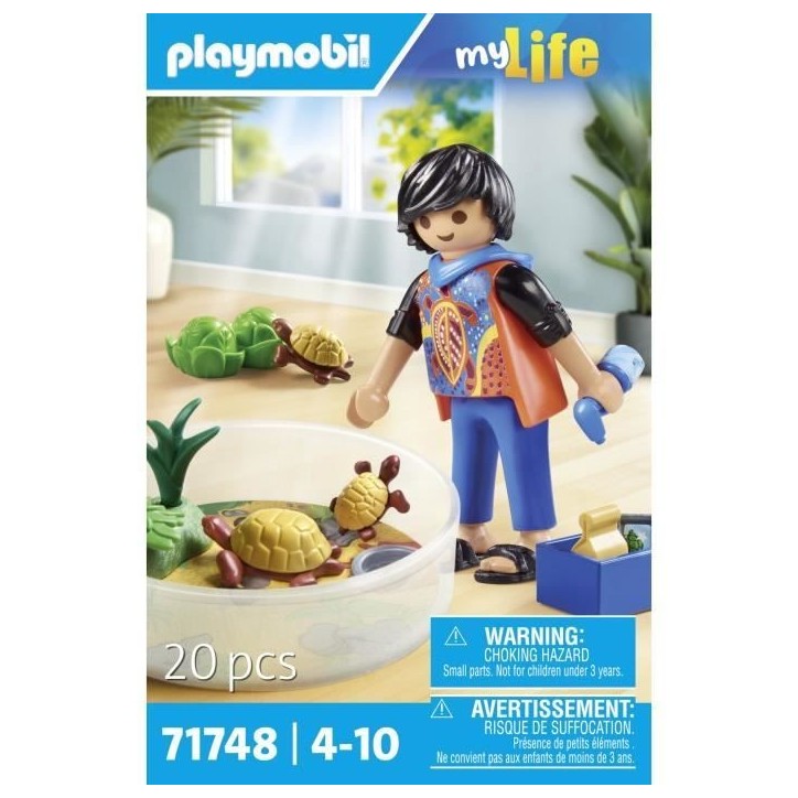 PLAYMOBIL 71748 Garçon avec famille de tortues dans un terrarium, My Life, 20 pieces, Des 4 ans