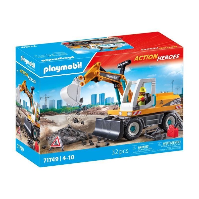 PLAYMOBIL 71749 Pelleteuse mécanique et ouvrier, Action Heroes, La co PLAYMOBIL 71749 Pelleteuse mécanique et ouvrier, Action Heroes, La co