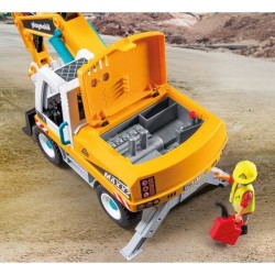 PLAYMOBIL 71749 Pelleteuse mécanique et ouvrier, Action Heroes, La co