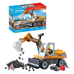 PLAYMOBIL 71749 Pelleteuse mécanique et ouvrier, Action Heroes, La co