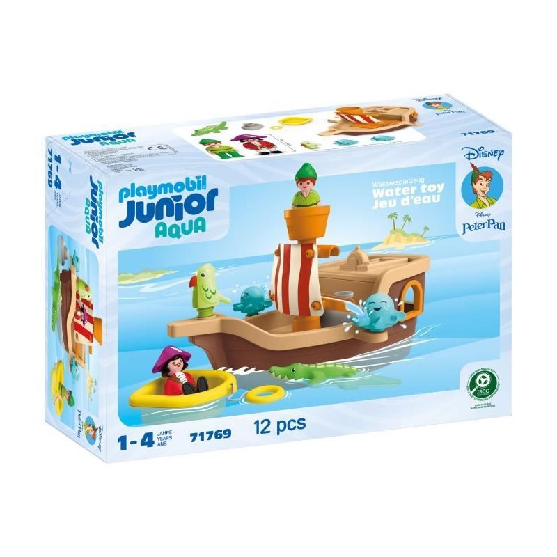 PLAYMOBIL Junior 71769 Peter Pan et bâteau pirate, Disney, 12 pieces,
