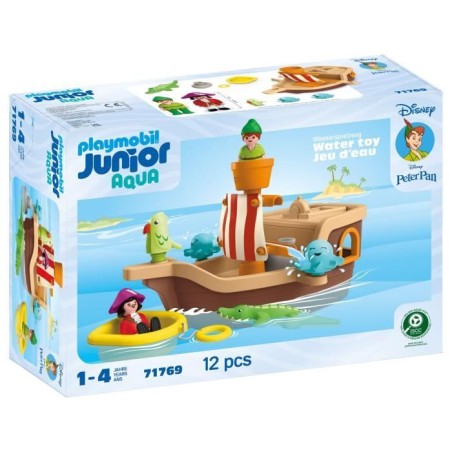 PLAYMOBIL Junior 71769 Peter Pan et bâteau pirate, Disney, 12 pieces,