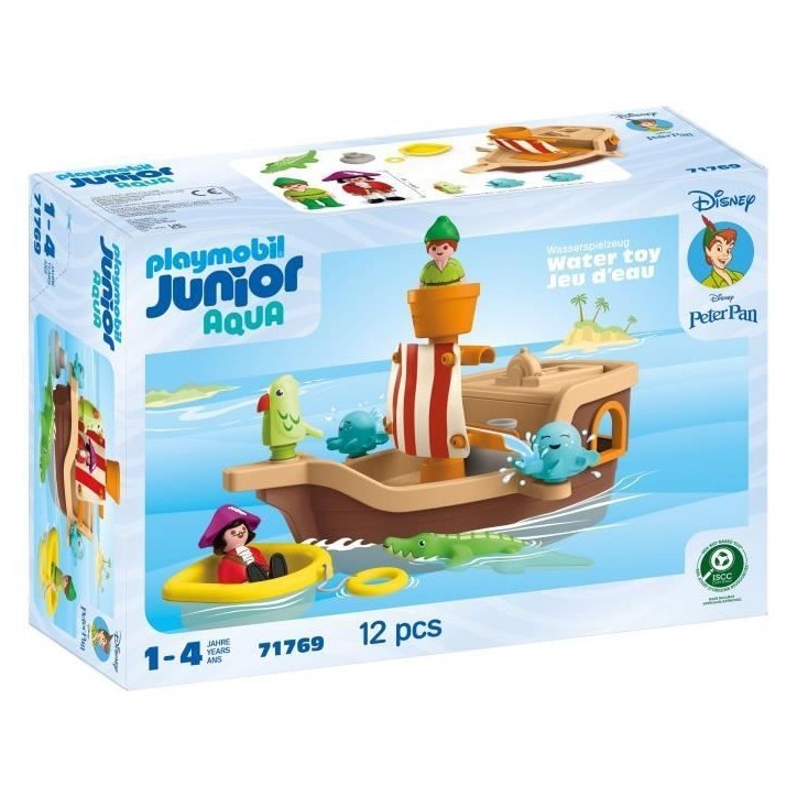 PLAYMOBIL Junior 71769 Peter Pan et bâteau pirate, Disney, 12 pieces, Des 12 mois