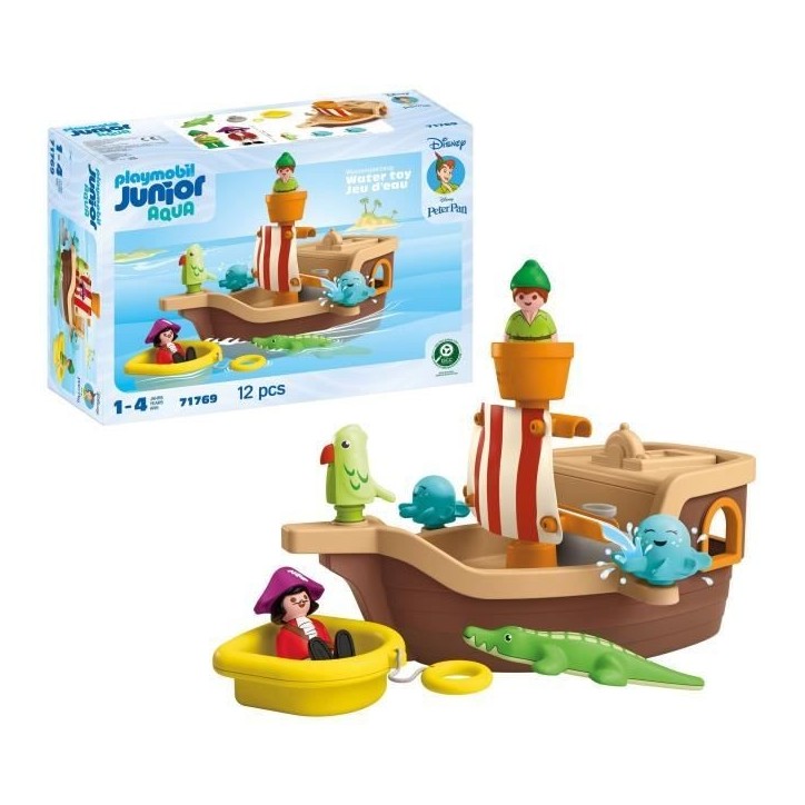 PLAYMOBIL Junior 71769 Peter Pan et bâteau pirate, Disney, 12 pieces, Des 12 mois
