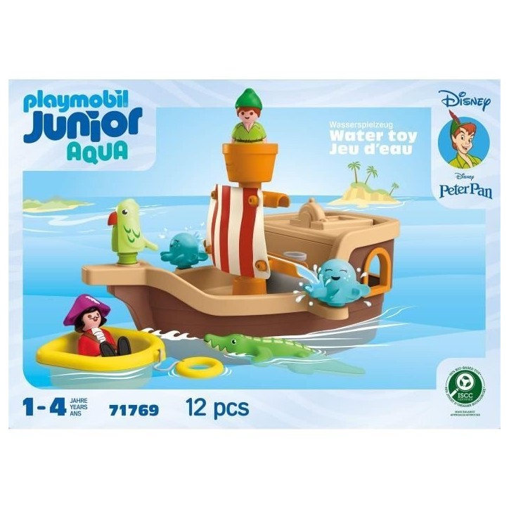 PLAYMOBIL Junior 71769 Peter Pan et bâteau pirate, Disney, 12 pieces, Des 12 mois