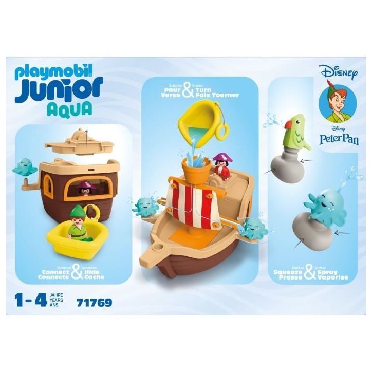 PLAYMOBIL Junior 71769 Peter Pan et bâteau pirate, Disney, 12 pieces, Des 12 mois