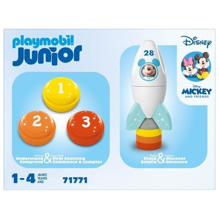 PLAYMOBIL Junior 71771 Mickey astronaute avec sa fusée, Disney, 5 pieces, Des 12 mois