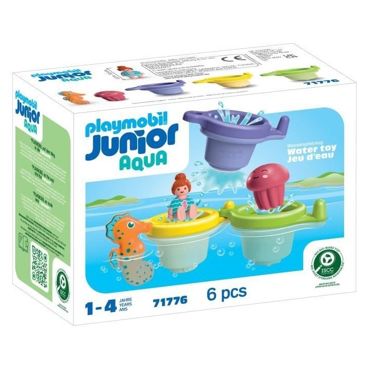 Playmobil 71776 Trio tasses flottantes & animaux, Playmobil junior aqua & tinti, 6 pieces, Des 12 mois