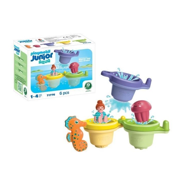 Playmobil 71776 Trio tasses flottantes & animaux, Playmobil junior aqua & tinti, 6 pieces, Des 12 mois