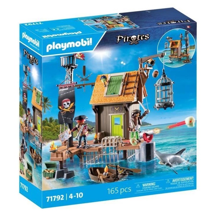 PLAYMOBIL 71792 Port de pirates avec repaire, prisons et canon, 165 pieces, Les Pirates, des 4 ans