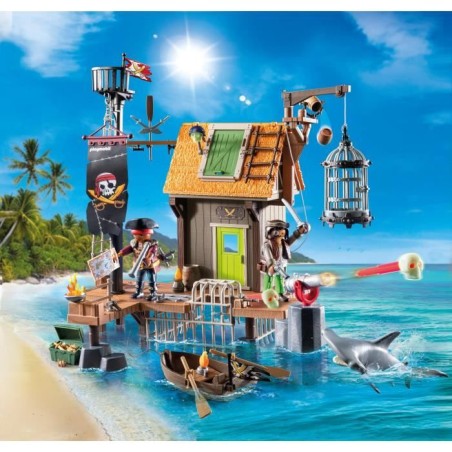 PLAYMOBIL 71792 Port de pirates avec repaire, prisons et canon, 165 pieces, Les Pirates, des 4 ans
