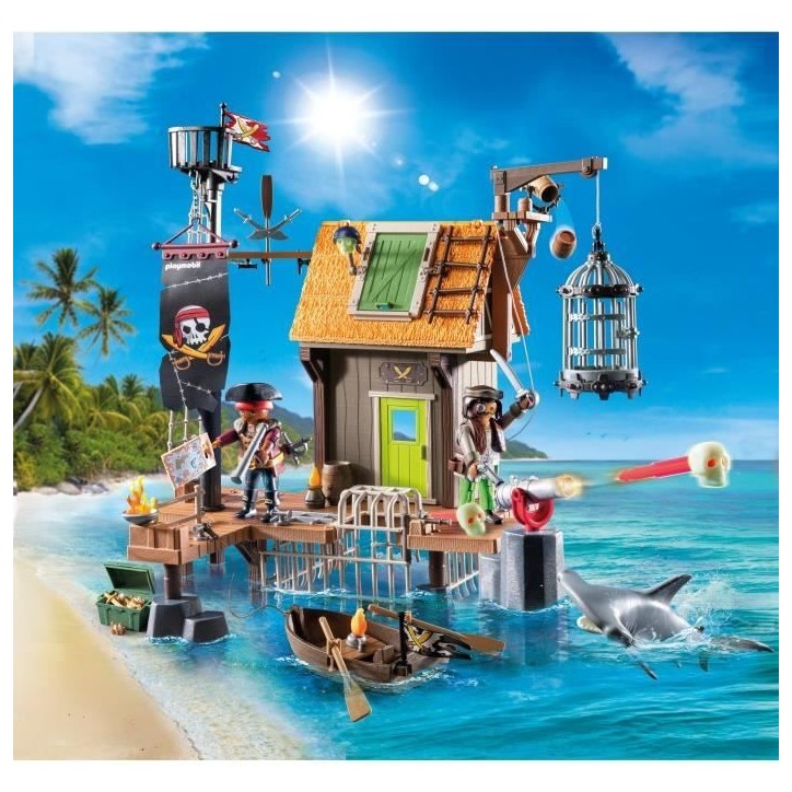 PLAYMOBIL 71792 Port de pirates avec repaire, prisons et canon, 165 pieces, Les Pirates, des 4 ans