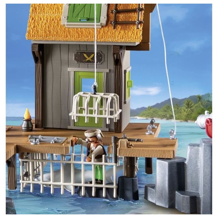 PLAYMOBIL 71792 Port de pirates avec repaire, prisons et canon, 165 pieces, Les Pirates, des 4 ans