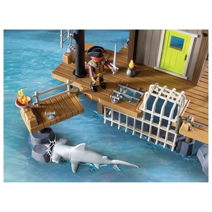 PLAYMOBIL 71792 Port de pirates avec repaire, prisons et canon, 165 pieces, Les Pirates, des 4 ans