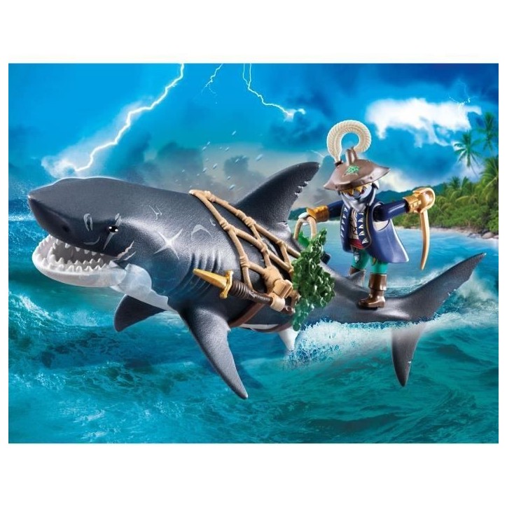 PLAYMOBIL 71793 Pirate et requin avec mâchoire articulée, Les pirates, 21 pieces, Des 4 ans