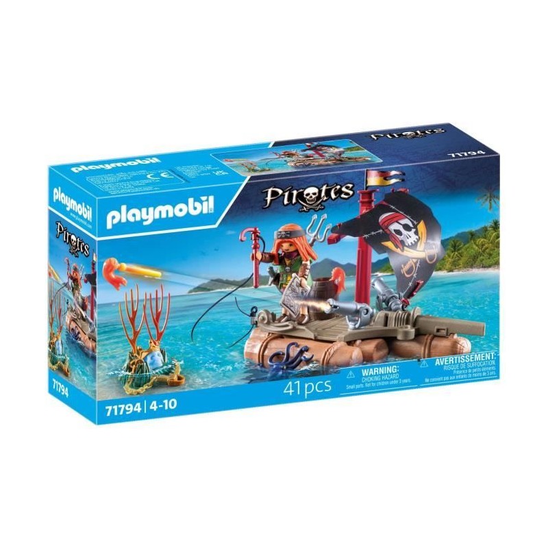 PLAYMOBIL 71794 Pirate avec radeau flottant, canons et trésor, Les pi PLAYMOBIL 71794 Pirate avec radeau flottant, canons et trésor, Les pi