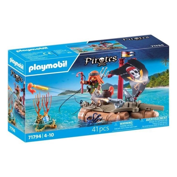 PLAYMOBIL 71794 Pirate avec radeau flottant, canons et trésor, Les pirates, 41 pieces, Des 4 ans