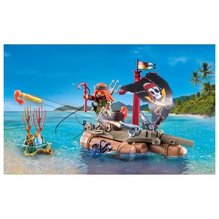 PLAYMOBIL 71794 Pirate avec radeau flottant, canons et trésor, Les pirates, 41 pieces, Des 4 ans