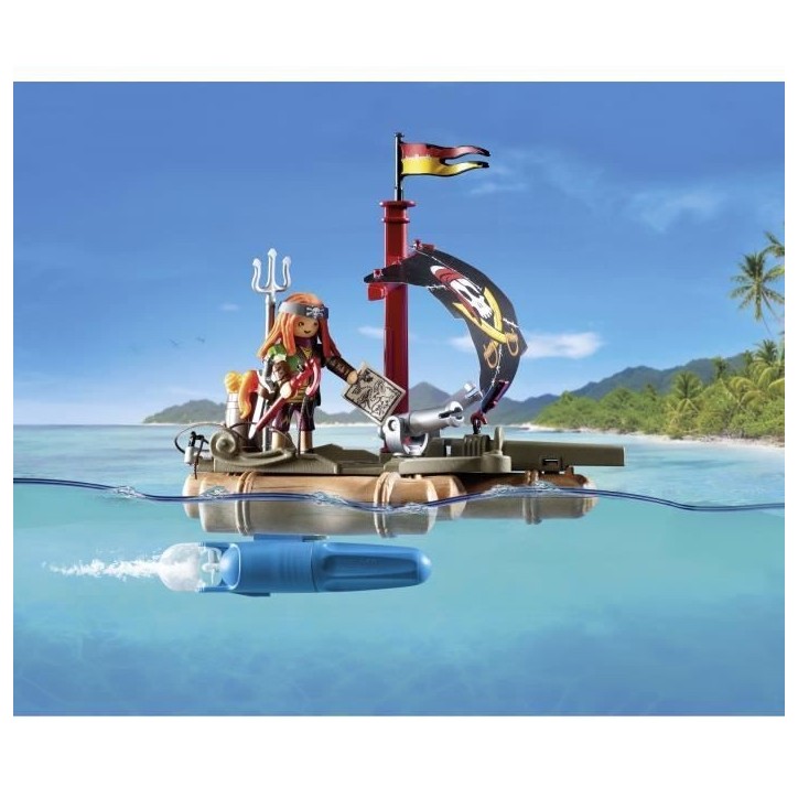 PLAYMOBIL 71794 Pirate avec radeau flottant, canons et trésor, Les pirates, 41 pieces, Des 4 ans