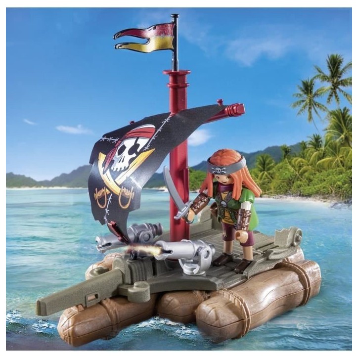 PLAYMOBIL 71794 Pirate avec radeau flottant, canons et trésor, Les pirates, 41 pieces, Des 4 ans