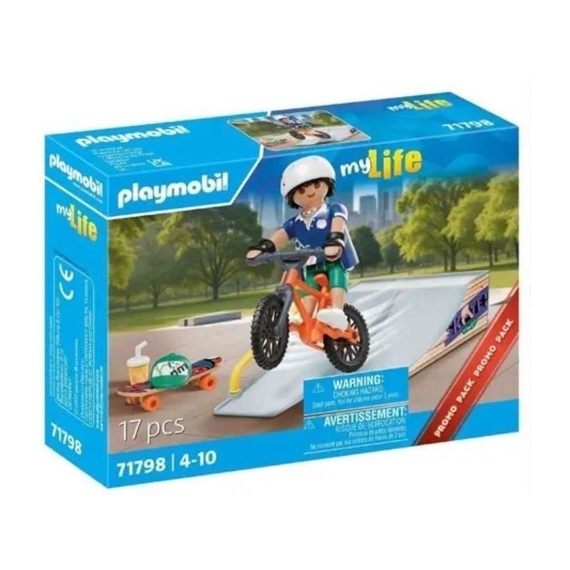 PLAYMOBIL 71798 Rider avec rampe, skate et BMX, My Life, Promo pack, 1 PLAYMOBIL 71798 Rider avec rampe, skate et BMX, My Life, Promo pack, 1