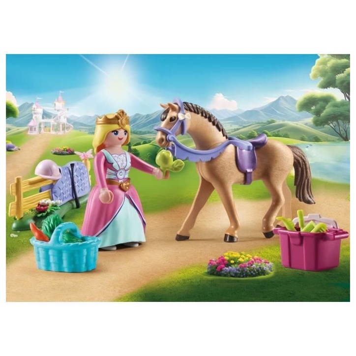 PLAYMOBIL 71801 Princesse cavaliere, cheval et matériel équestre, Princess Magic, 39 pieces, Des 4 ans
