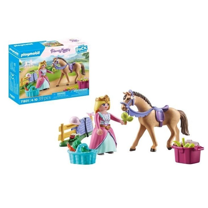 PLAYMOBIL 71801 Princesse cavaliere, cheval et matériel équestre, Princess Magic, 39 pieces, Des 4 ans