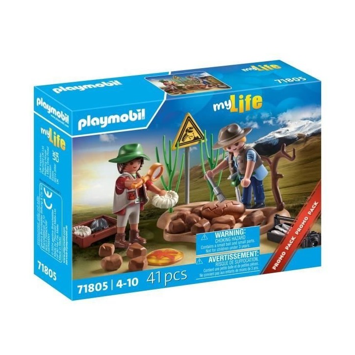 PLAYMOBIL 71805 Chercheurs et site paléontologique avec fossiles, My Life, Dinos, 41 pieces, Des 4 ans