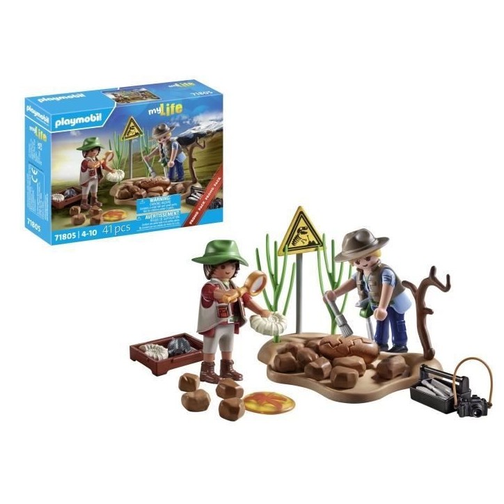 PLAYMOBIL 71805 Chercheurs et site paléontologique avec fossiles, My Life, Dinos, 41 pieces, Des 4 ans