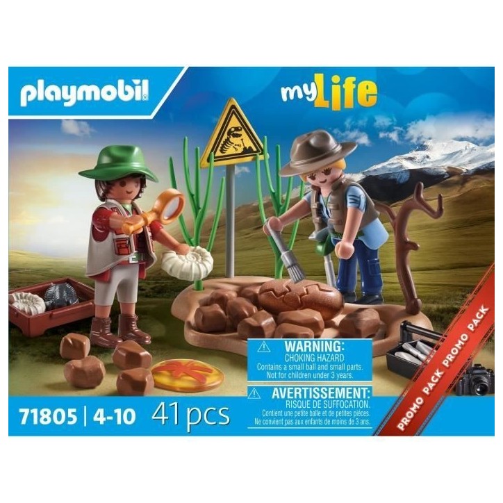 PLAYMOBIL 71805 Chercheurs et site paléontologique avec fossiles, My Life, Dinos, 41 pieces, Des 4 ans